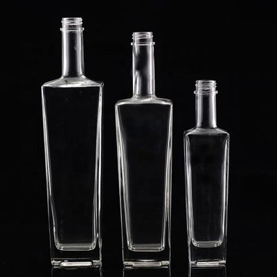 Garrafa de vidro clara ou personalizada 250 ml 500 ml 700 ml 750 ml Garrafa de vidro quadrada de licor