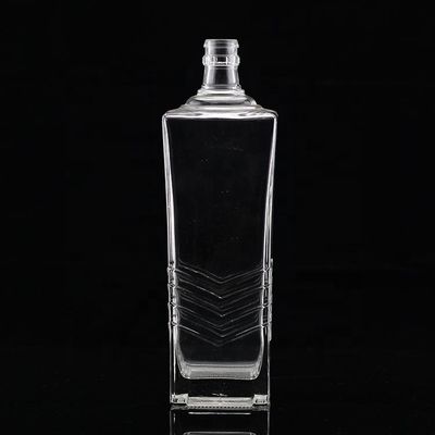 Garrafa de vidro clara ou personalizada 250 ml 500 ml 700 ml 750 ml Garrafa de vidro quadrada de licor